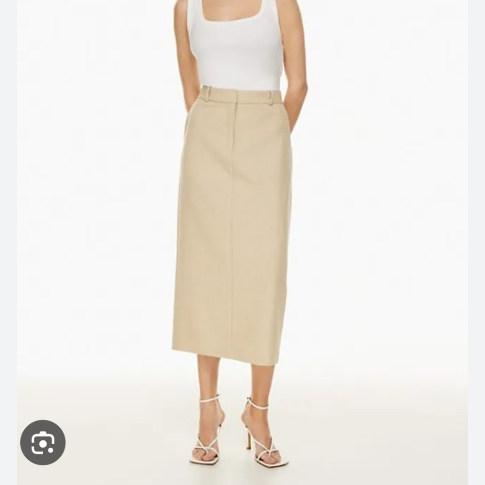 Babaton Beige Pencil Midi Skirt